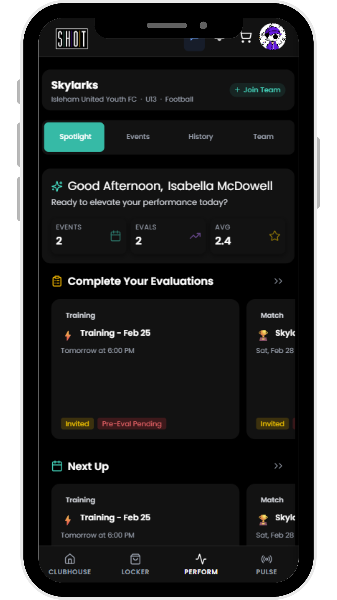 Athlete Dashboard screenshot